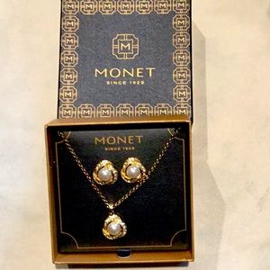 New Monet jewelry collection issued a gold plated necklace and matching earrings
